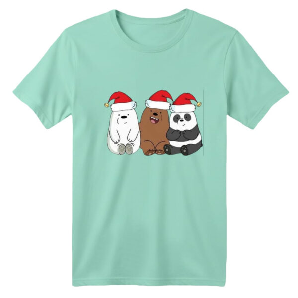 تی شرت آستین کوتاه بچگانه مدل خرس کریسمس کد 8 رنگ سبز روشن