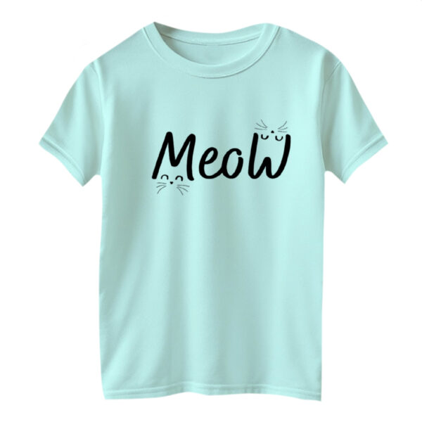 تی شرت آستین کوتاه بچگانه مدل گربه کد ۱۲ رنگ آبی روشن