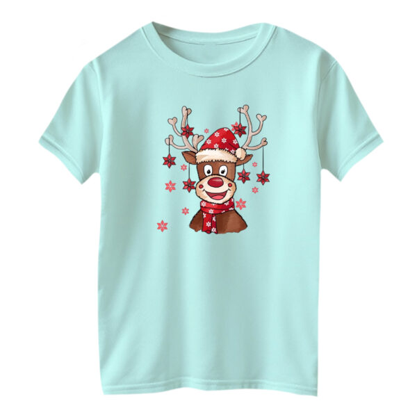 تی شرت آستین کوتاه بچگانه مدل گوزن کریسمس کد 20 رنگ آبی روشن