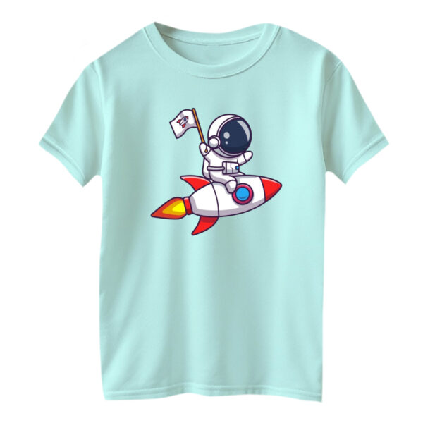 تی شرت آستین کوتاه بچگانه مدل فضانورد کد ۱۷ رنگ آبی روشن
