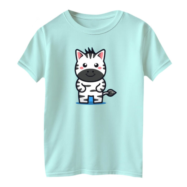 تی شرت آستین کوتاه بچگانه مدل گورخر کد ۱۲ رنگ آبی روشن