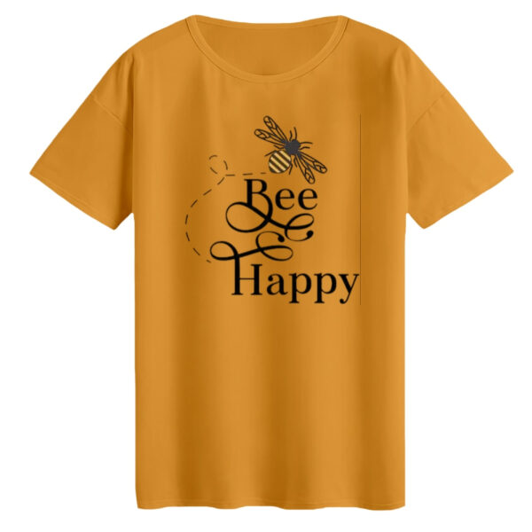 تی‌شرت لانگ آستین کوتاه زنانه مدل bee happy رنگ پرتقالی