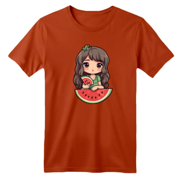 تی شرت آستین کوتاه بچگانه مدل دخترک یلدایی کد  36 رنگ آجری