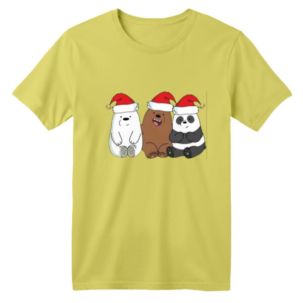 تی شرت آستین کوتاه بچگانه مدل خرس کریسمس کد 8 رنگ زرد لیمویی