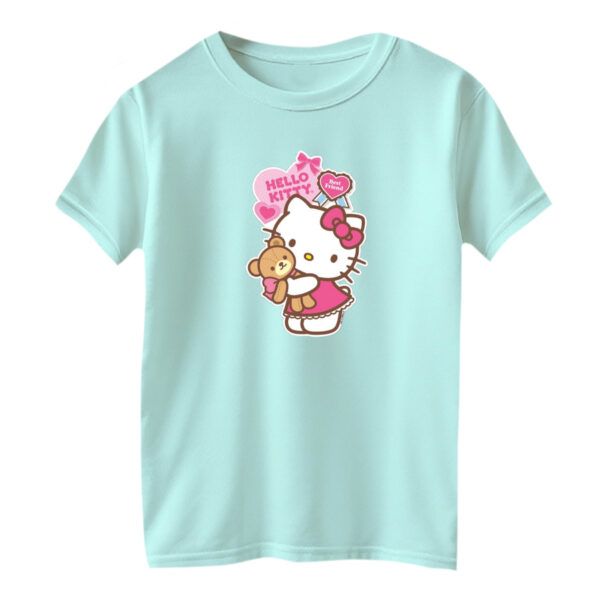 تی شرت آستین کوتاه بچگانه مدل کیتی کد ۴ رنگ آبی روشن