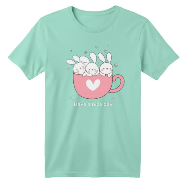 تی شرت آستین کوتاه بچگانه مدل خرگوش کد ۷ رنگ سبز روشن