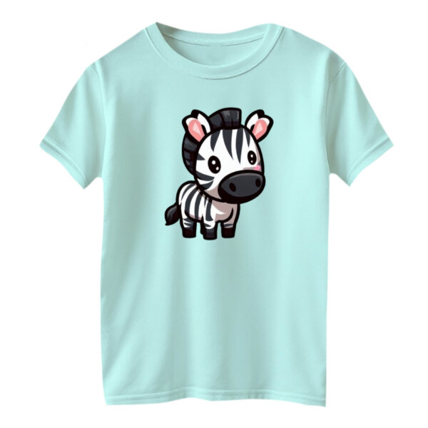 تی شرت آستین کوتاه بچگانه مدل گورخر کد ۲ رنگ آبی روشن