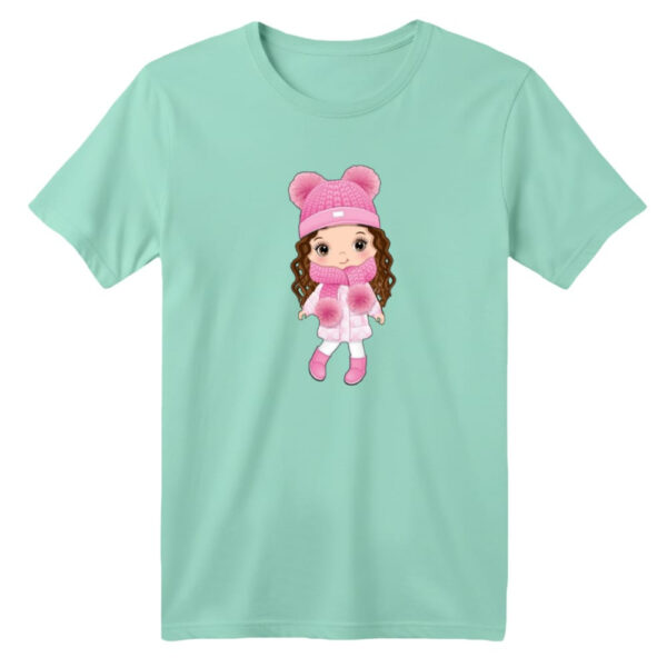 تی شرت آستین کوتاه بچگانه مدل دخترک کد ۱۵ رنگ سبز روشن