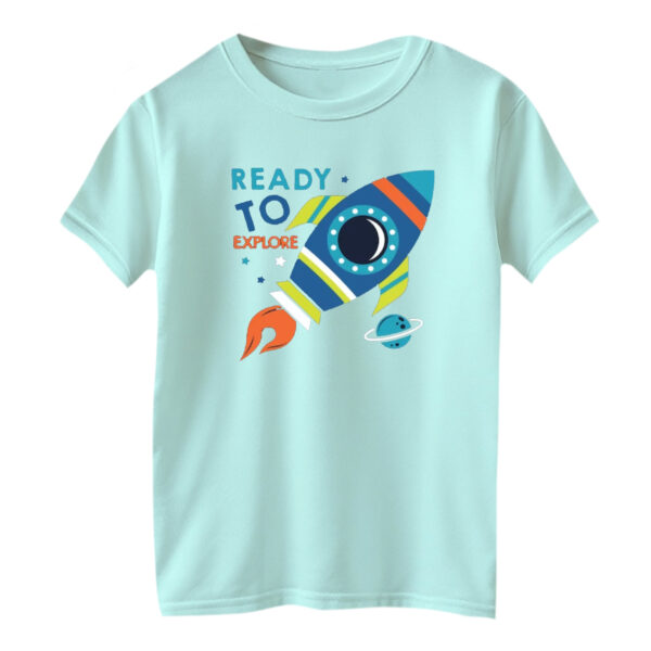 تی شرت آستین کوتاه بچگانه مدل فضانورد کد ۱۵ رنگ آبی روشن
