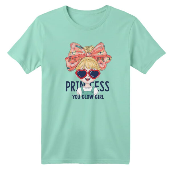 تی شرت آستین کوتاه بچگانه مدل دخترک کد ۱۲ رنگ سبز روشن