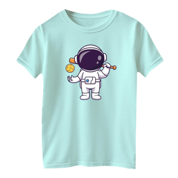 تی شرت آستین کوتاه بچگانه مدل فضانورد کد ۳ رنگ آبی روشن