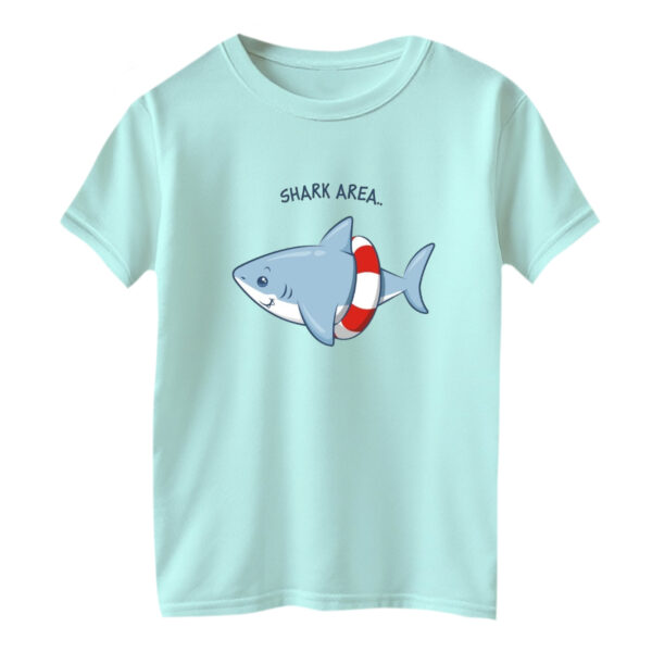 تی شرت آستین کوتاه بچگانه مدل کوسه کد ۷ رنگ آبی روشن