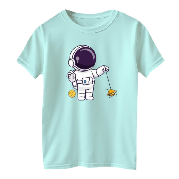 تی شرت آستین کوتاه بچگانه مدل فضانورد کد ۲ رنگ آبی روشن