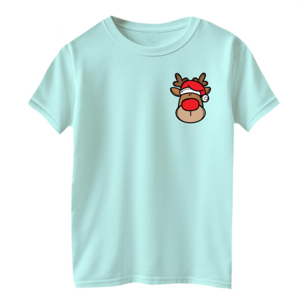 تی شرت آستین کوتاه بچگانه مدل گوزن کریسمس کد 22 رنگ آبی روشن