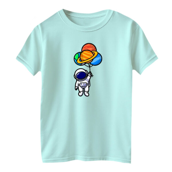 تی شرت آستین کوتاه بچگانه مدل فضانورد کد ۱۹ رنگ آبی روشن