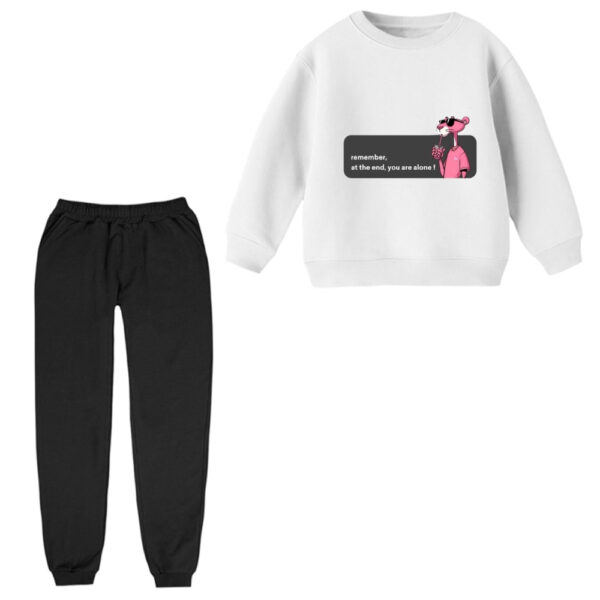 ست سویشرت و شلوار راحتی بچگانه مدل پلنگ صورتی