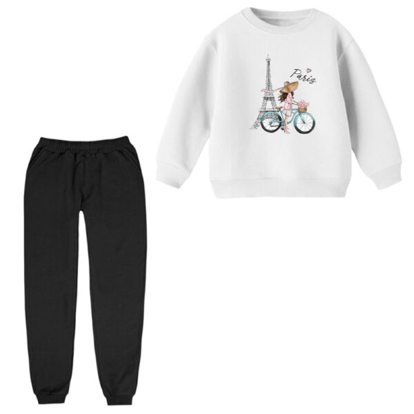 ست سویشرت و شلوار راحتی بچگانه مدل دخترک و پاریس