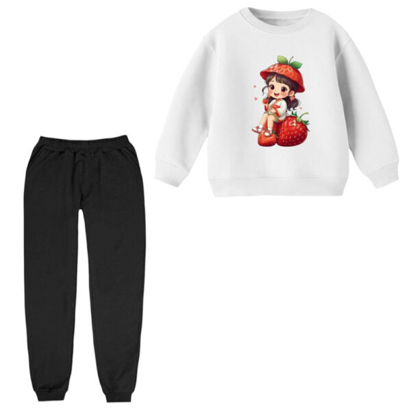 ست سویشرت و شلوار راحتی بچگانه مدل دخترک و توت فرنگی
