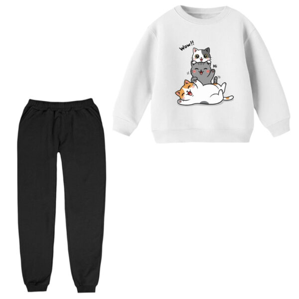 ست سویشرت و شلوار راحتی بچگانه مدل سه گربه