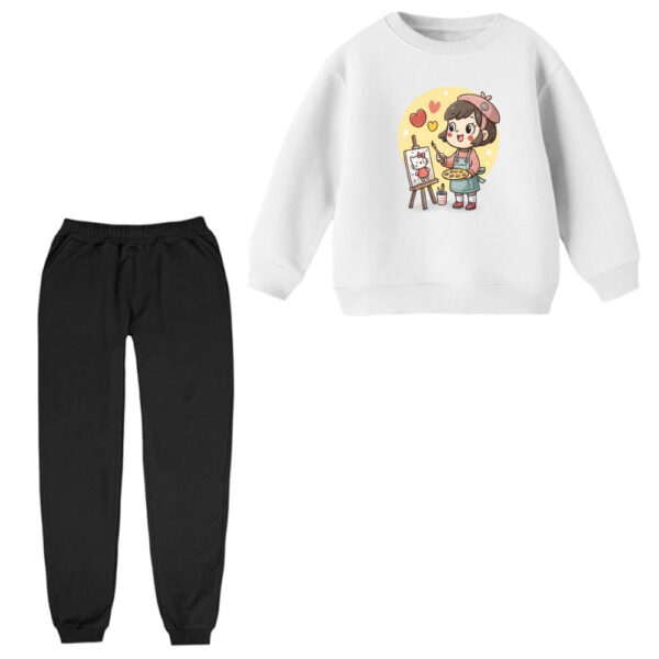 ست سویشرت و شلوار راحتی بچگانه مدل دخترک نقاش