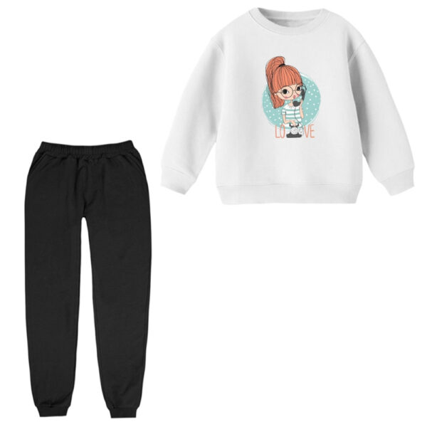 ست سویشرت و شلوار راحتی بچگانه مدل دخترک و تلفن