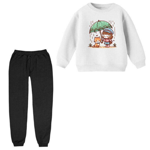 ست سویشرت و شلوار راحتی بچگانه مدل دخترک و چتر