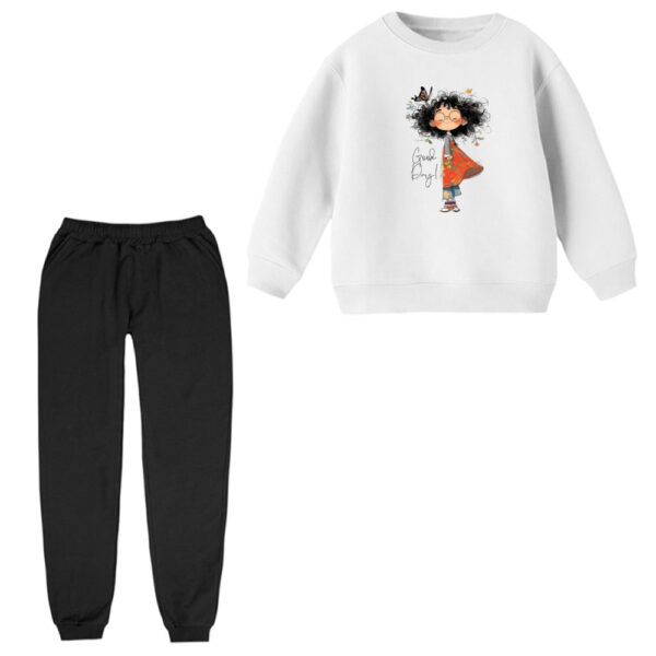 ست سویشرت و شلوار راحتی بچگانه مدل دخترک و پروانه