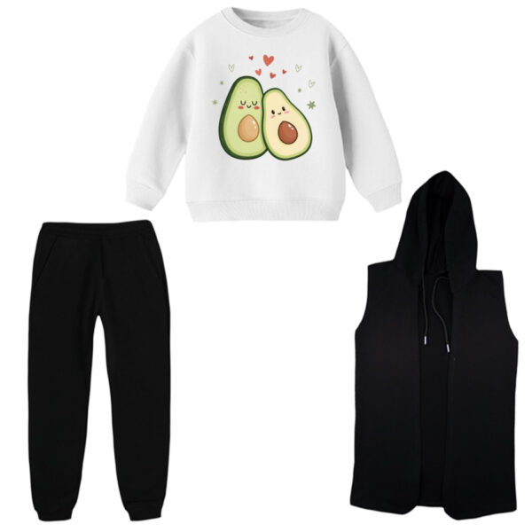 ست 3 تکه لباس راحتی بچگانه مدل آووکادو های عاشق