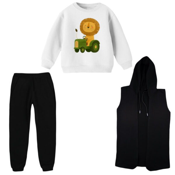 ست 3 تکه لباس راحتی بچگانه مدل آقای شیر