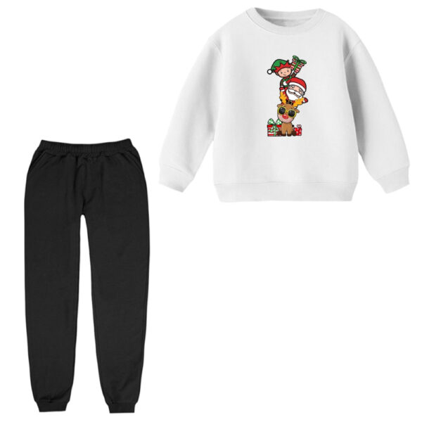 ست سویشرت و شلوار راحتی بچگانه مدل بابانوئل و گوزن کریسمس کد 11