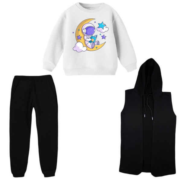 ست 3 تکه لباس راحتی بچگانه مدل فضانورد و ماه کد 1