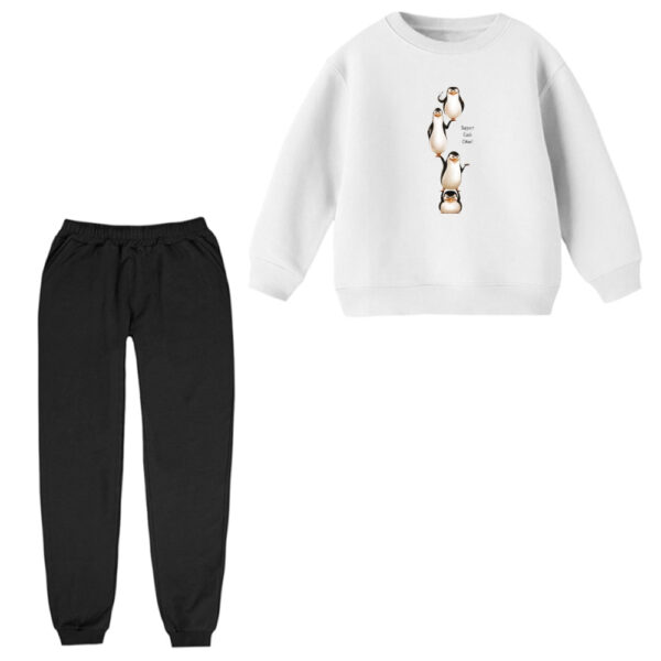 ست سویشرت آستین بلند و شلوار راحتی بچگانه مدل پنگوئن ها