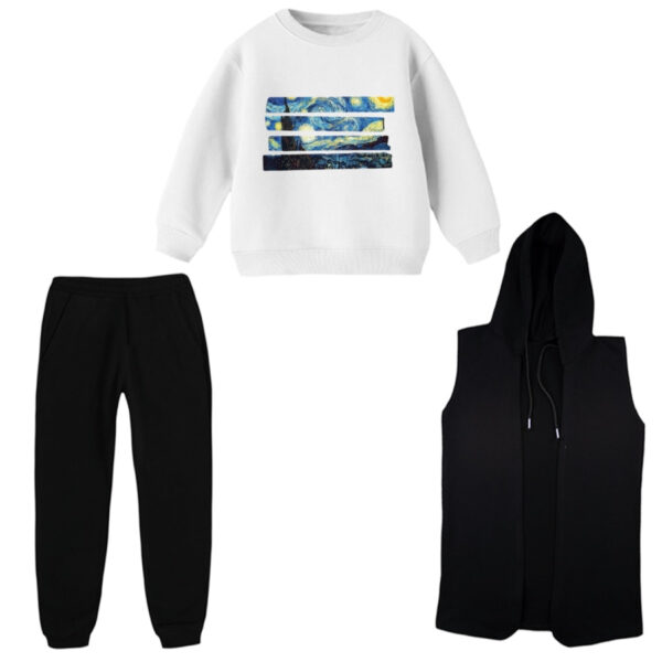 ست 3 تکه لباس راحتی بچگانه مدل شب پر ستاره کد 4