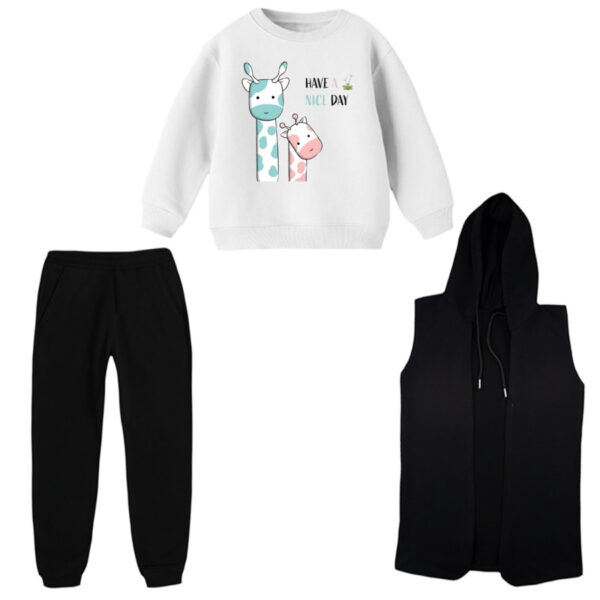 ست 3 تکه لباس راحتی بچگانه مدل زرافه کد 5