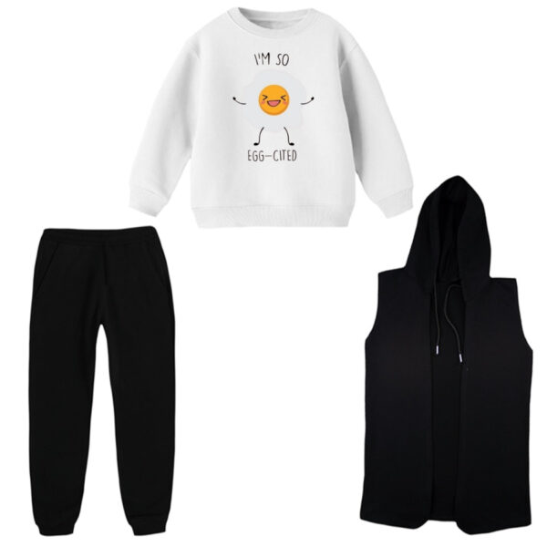 ست 3 تکه لباس راحتی بچگانه مدل نیمرو