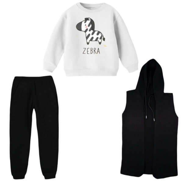 ست 3 تکه لباس راحتی بچگانه مدل گورخر کد 4