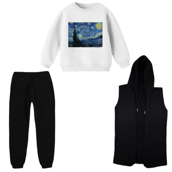 ست 3 تکه لباس راحتی بچگانه مدل شب پر ستاره کد 1