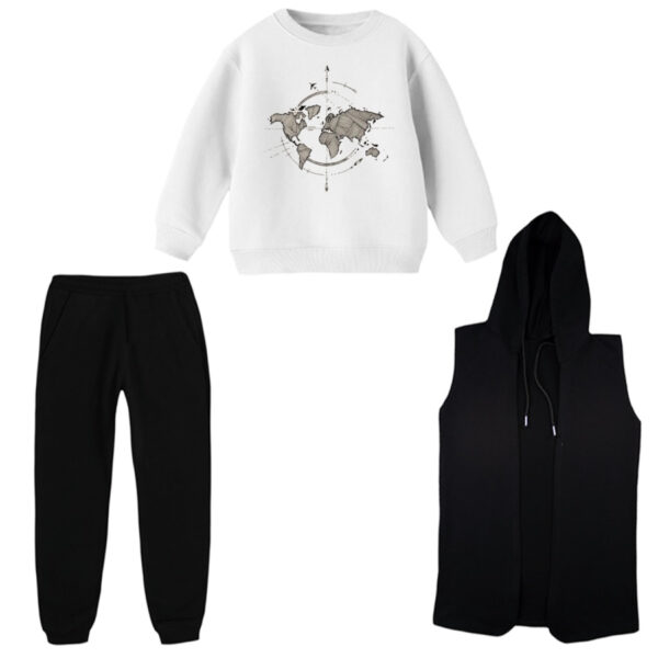 ست 3 تکه لباس راحتی بچگانه مدل نقشه جهان