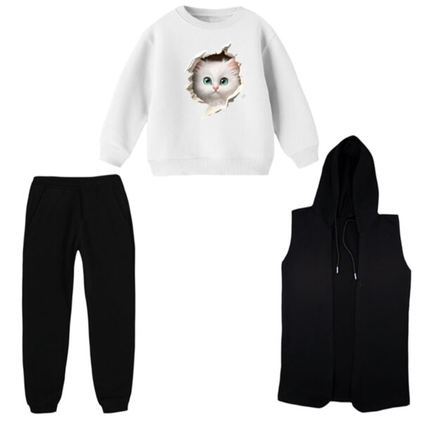 ست 3 تکه لباس راحتی بچگانه مدل گربه کد 3