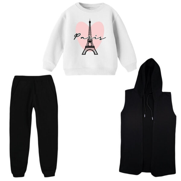 ست 3 تکه لباس راحتی بچگانه مدل پاریس کد 1