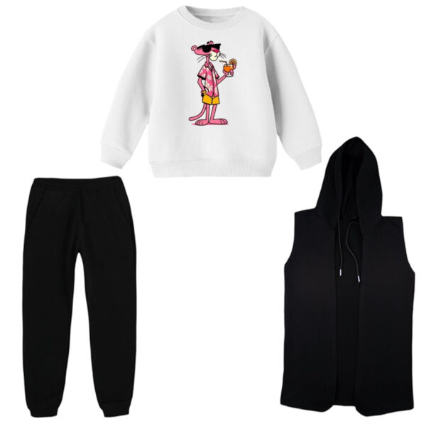 ست 3 تکه لباس راحتی بچگانه مدل پلنگ صورتی