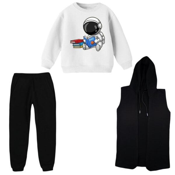 ست 3 تکه لباس راحتی بچگانه مدل فضانورد و کتاب