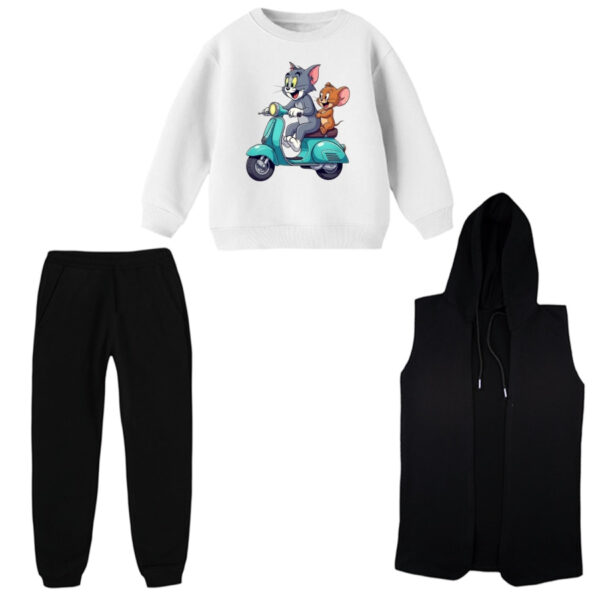 ست 3 تکه لباس راحتی بچگانه مدل تام و جری کد 3