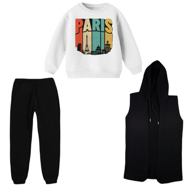 ست 3 تکه لباس راحتی بچگانه مدل پاریس
