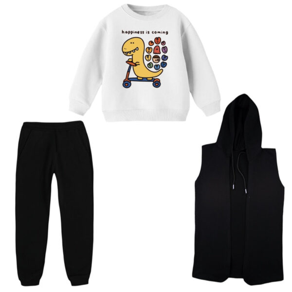 ست 3 تکه لباس راحتی بچگانه مدل دایناسور و اسکیت