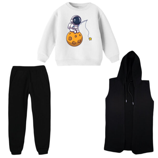 ست 3 تکه لباس راحتی بچگانه مدل فضانورد و ماه کد 3
