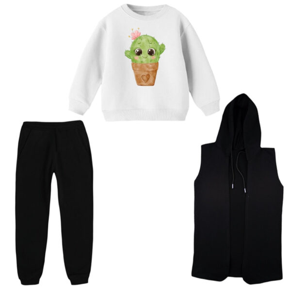 ست 3 تکه لباس راحتی بچگانه مدل کاکتوس کوچولو