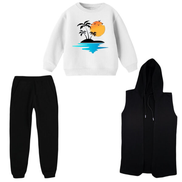 ست 3 تکه لباس راحتی بچگانه مدل هاوایی کد 2