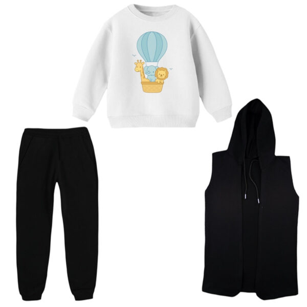 ست 3 تکه لباس راحتی بچگانه مدل حیوانات و بالن