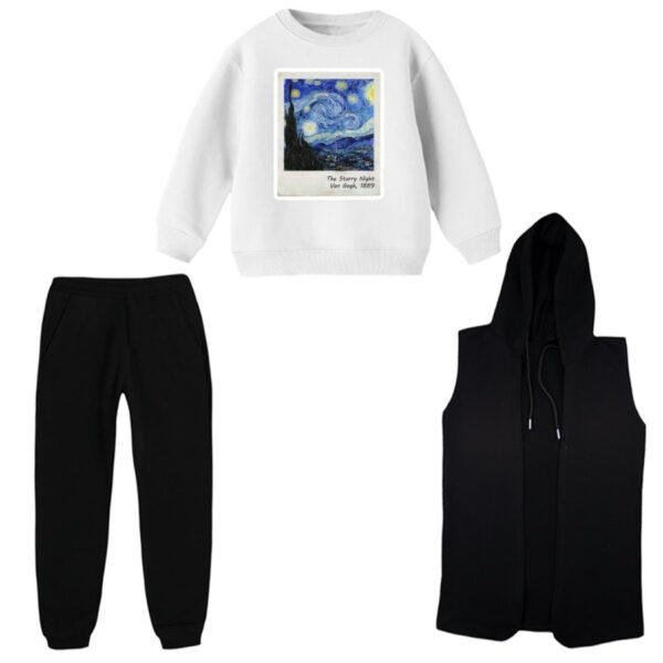 ست 3 تکه لباس راحتی بچگانه مدل شب پر ستاره کد 3